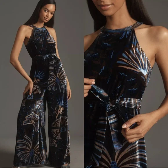 Farm Rio x Anthropologie Velvet Halter Jumpsuit - Picture 3 of 11